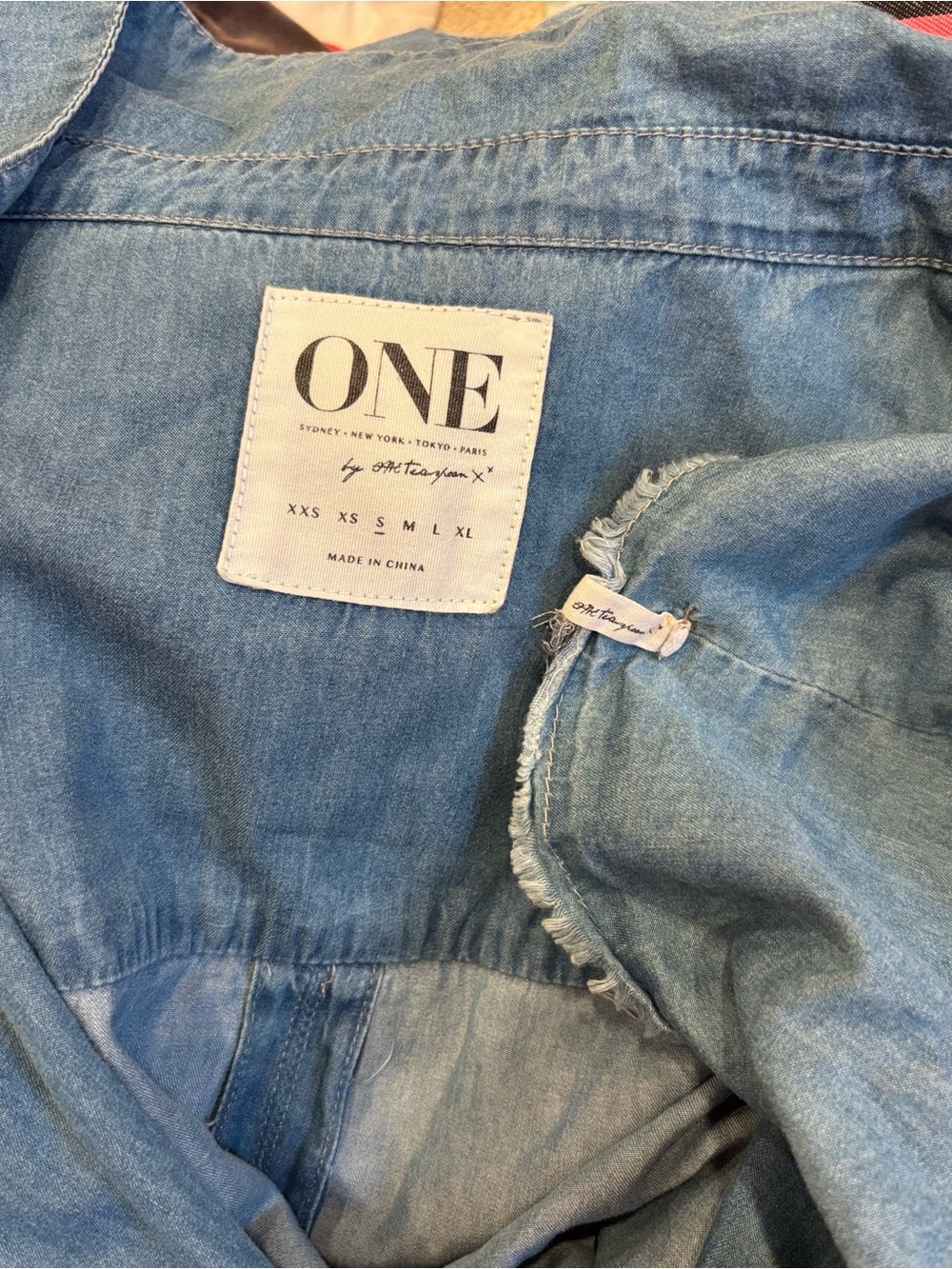 ONE by One Teaspoon Denim Shirt Dress Light Wash Relaxed Oversized Midi Small - Picture 3 of 11